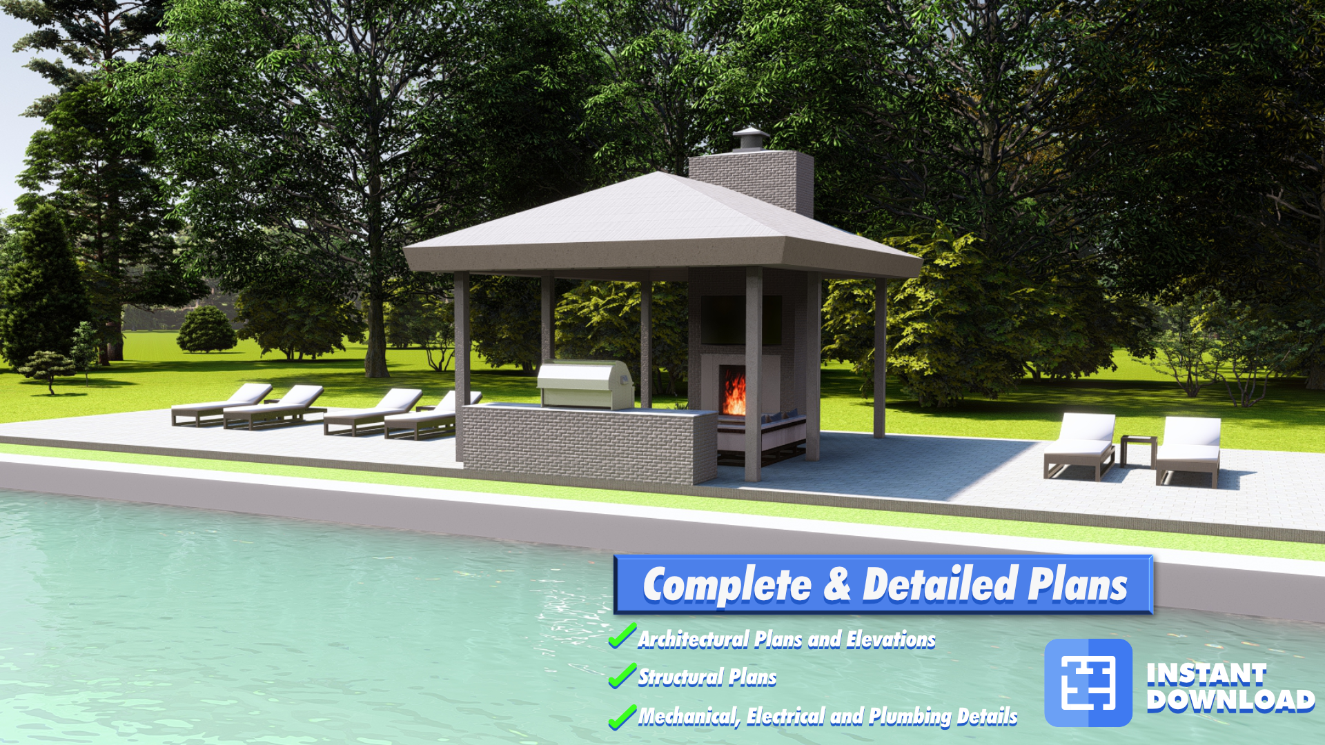 16'x20' Outdoor Pavilion Engineering Plans plan by Oasis Designs