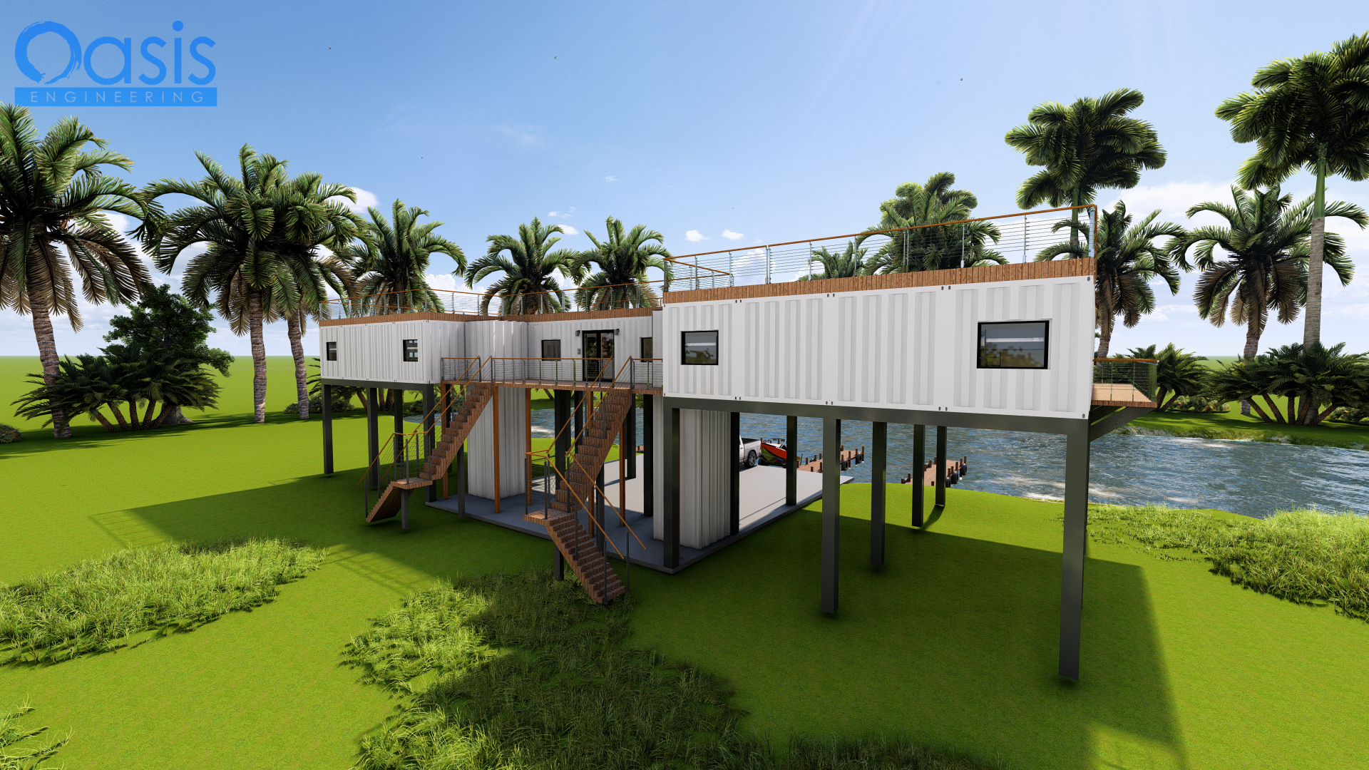 10x 40ft Containers Airbnb Fishing Camp
