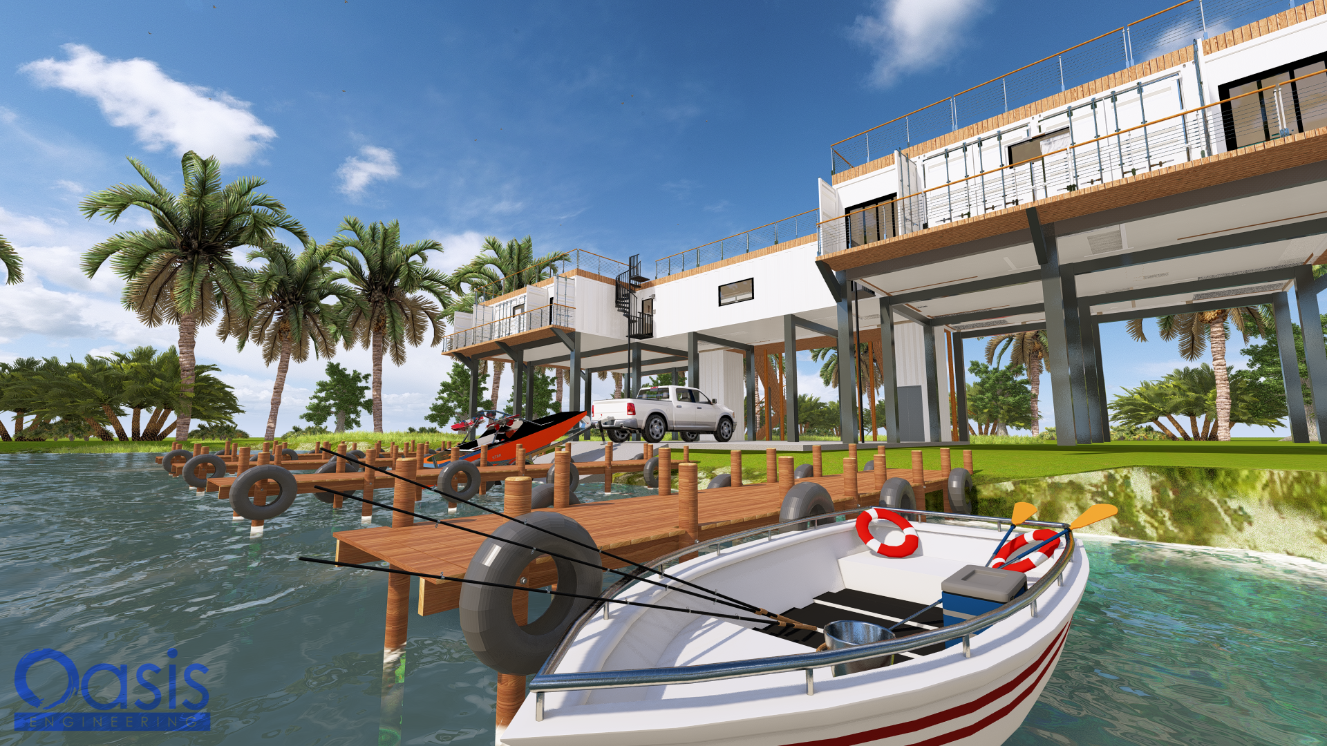 10x 40ft Containers Airbnb Fishing Camp