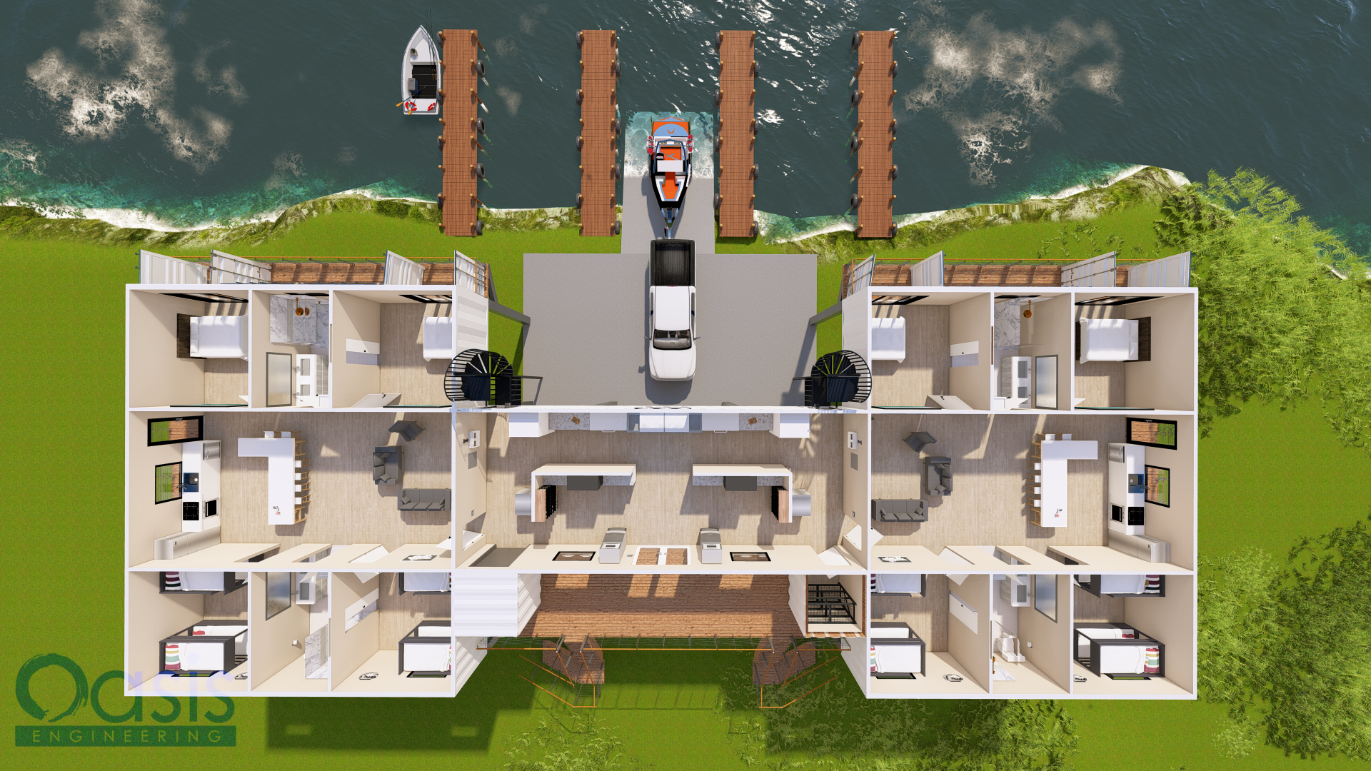 10x 40ft Containers Airbnb Fishing Camp
