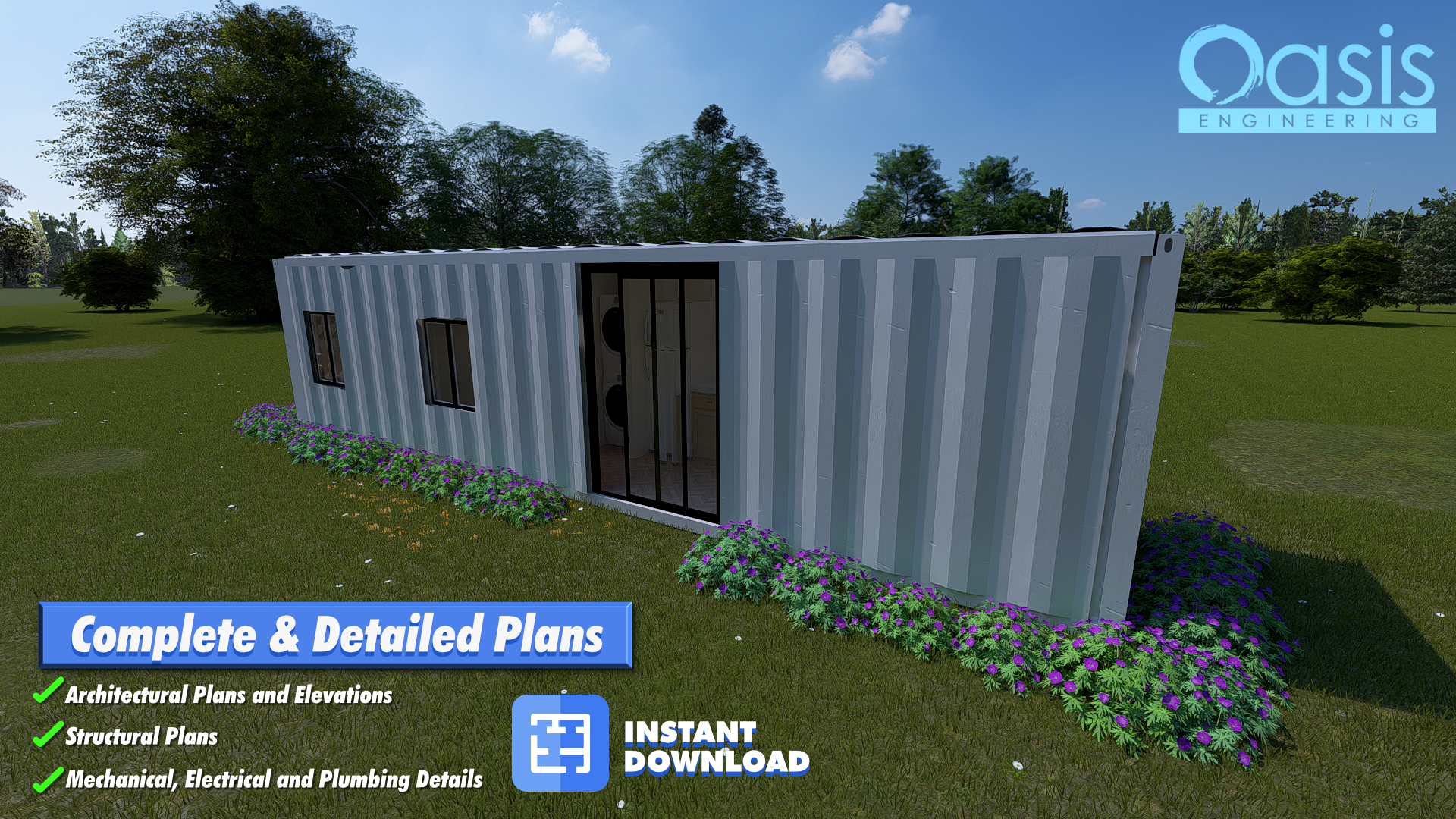 40ft High Cube Container Home Plans plan by Oasis Designs