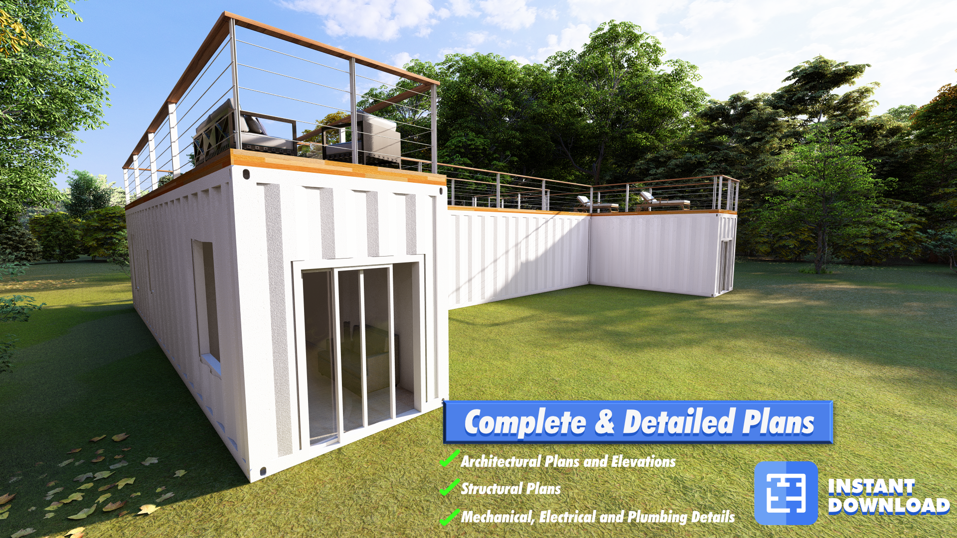 Explore the Future of Co-Living with Our 960 Sqft H-Shaped Shipping Container Home plan by Oasis Designs