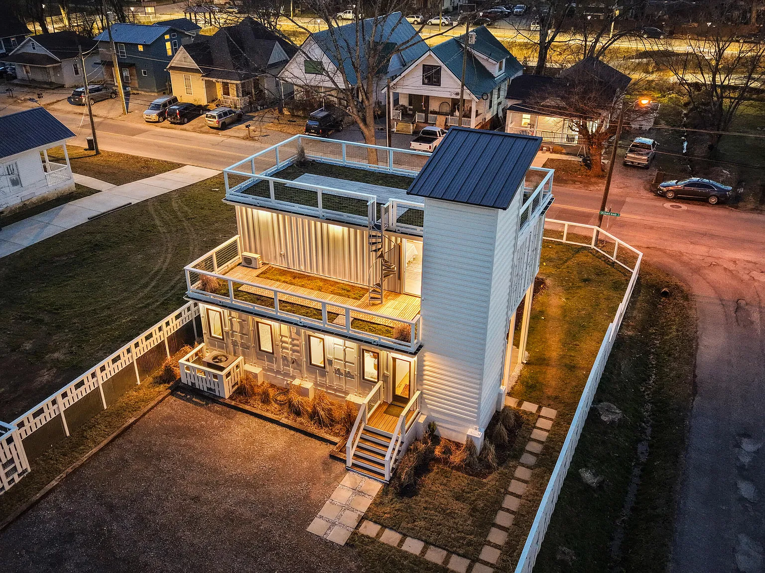 Exterior of a seven-container residence in Chattanooga