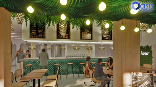 Interior rendering of a coffee bar